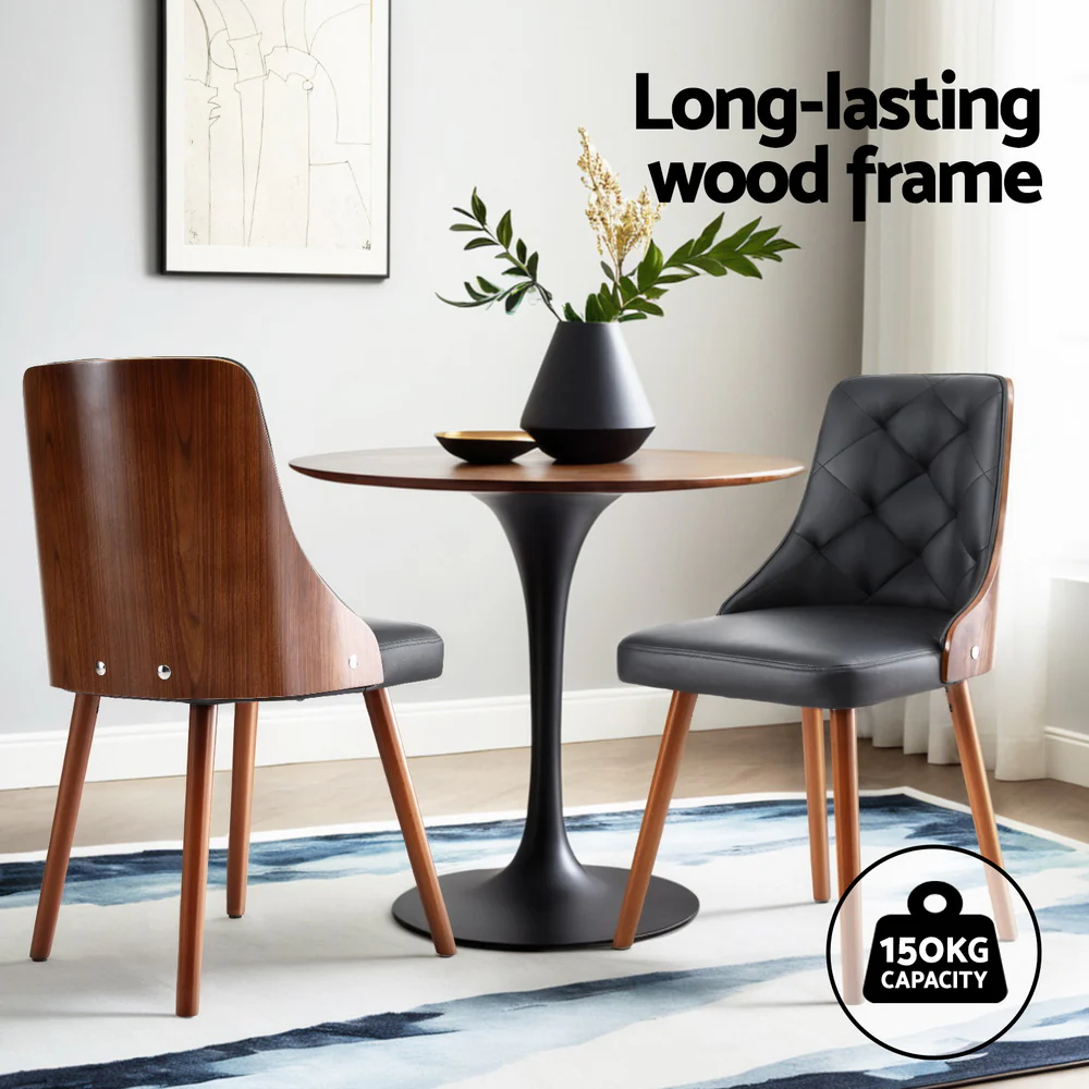 Set of 2 Dining Chairs Black PU - Image 4