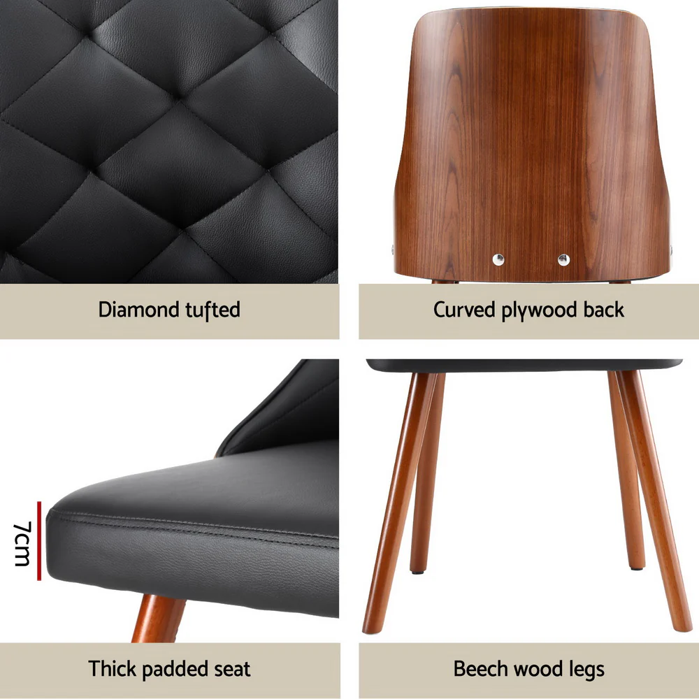 Set of 2 Dining Chairs Black PU - Image 6
