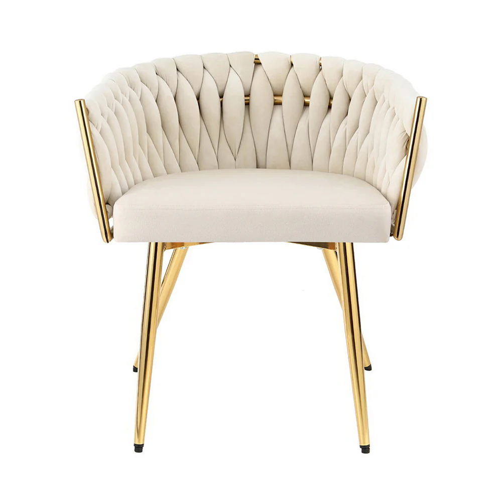 Set of 2 Dining Chairs Velvet Armchair Beige - Image 3