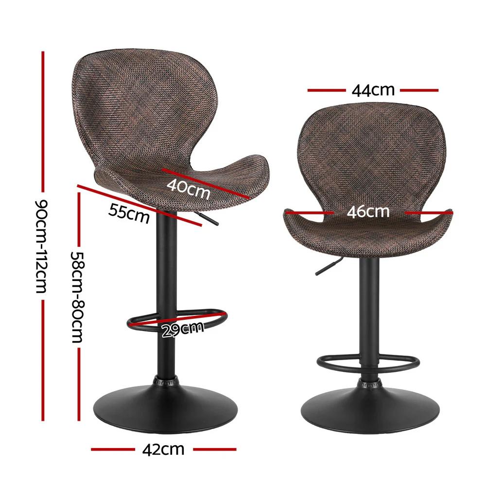 Set of 2 Dorian Adjustable Rattan Bar Stools – Brown - Image 2