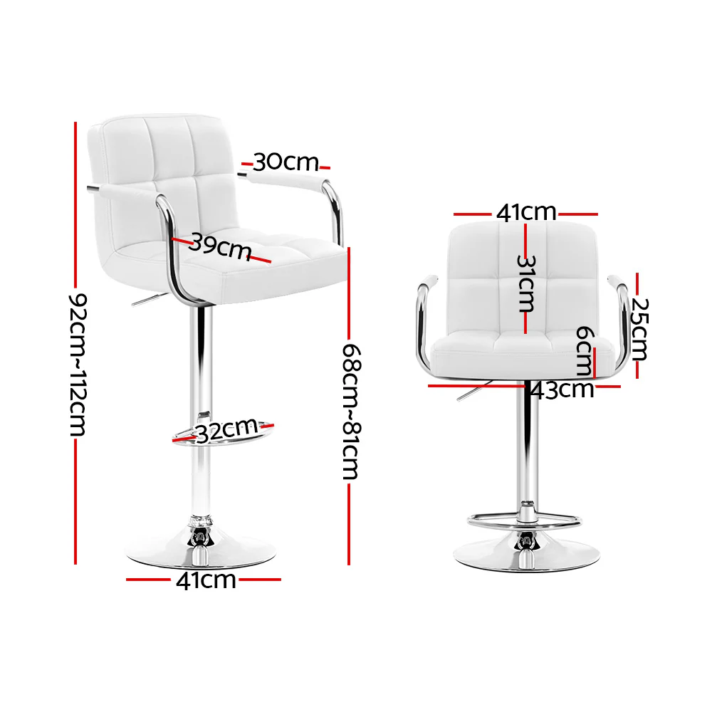 Set of 2 Elara Swivel Leather Bar Stools – White - Image 2
