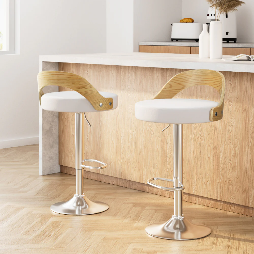 Set of 2 Ellison Gas Lift Bar Stools – White