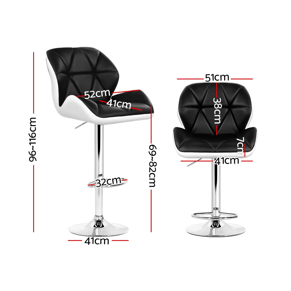 Set of 2 Evaro Two-Tone Swivel Bar Stools – Black and White - Image 2