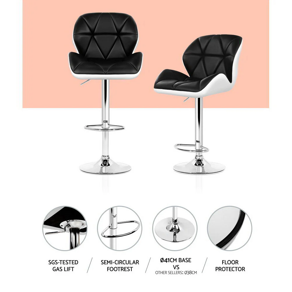 Set of 2 Evaro Two-Tone Swivel Bar Stools – Black and White - Image 4