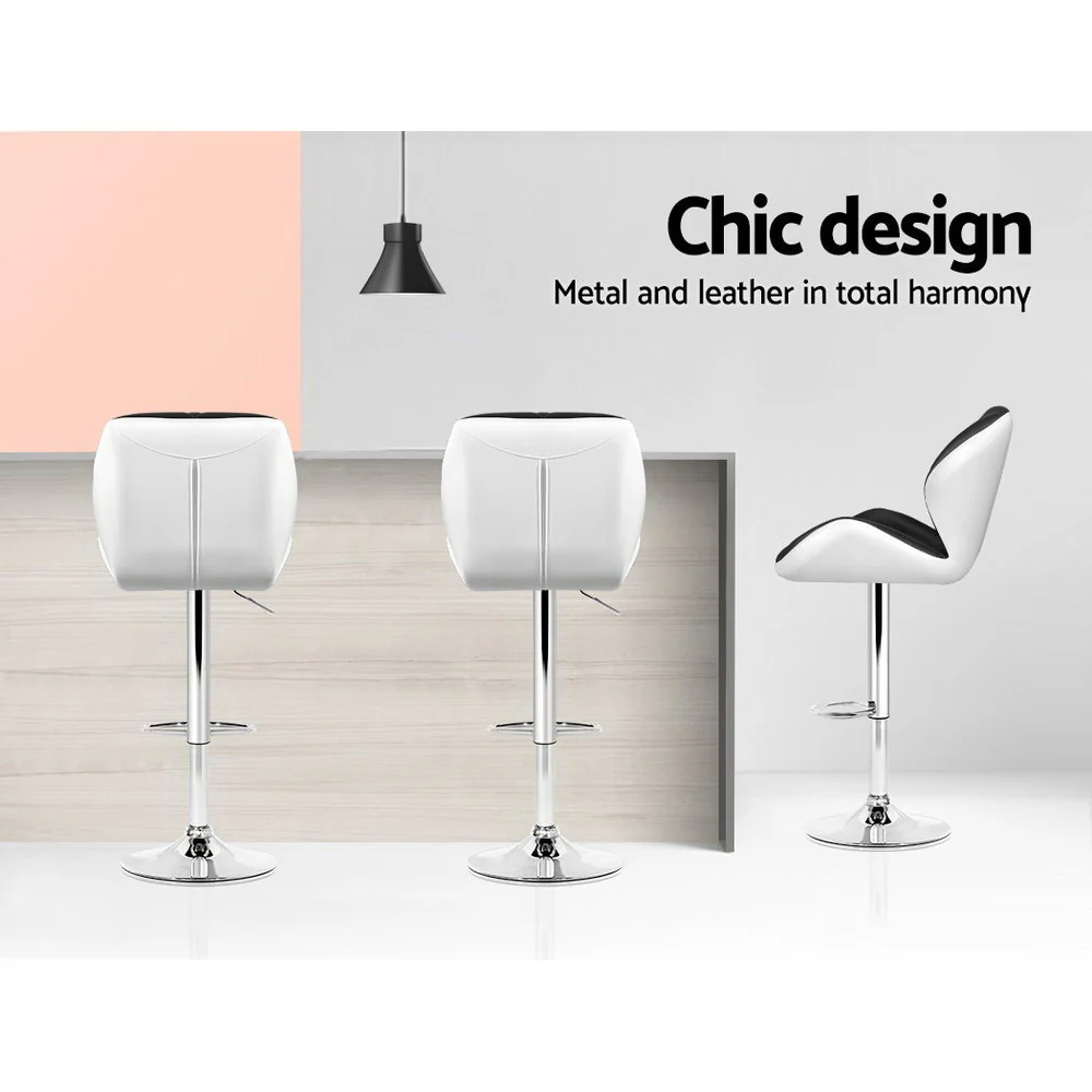 Set of 2 Evaro Two-Tone Swivel Bar Stools – Black and White - Image 5