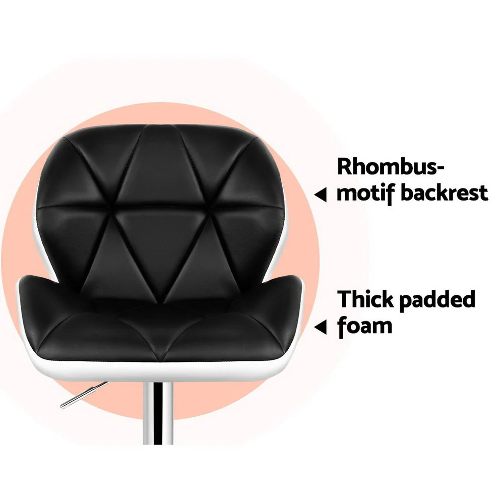 Set of 2 Evaro Two-Tone Swivel Bar Stools – Black and White - Image 6