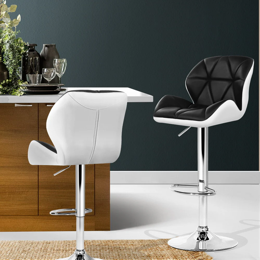 Set of 2 Evaro Two-Tone Swivel Bar Stools – Black and White - Image 7