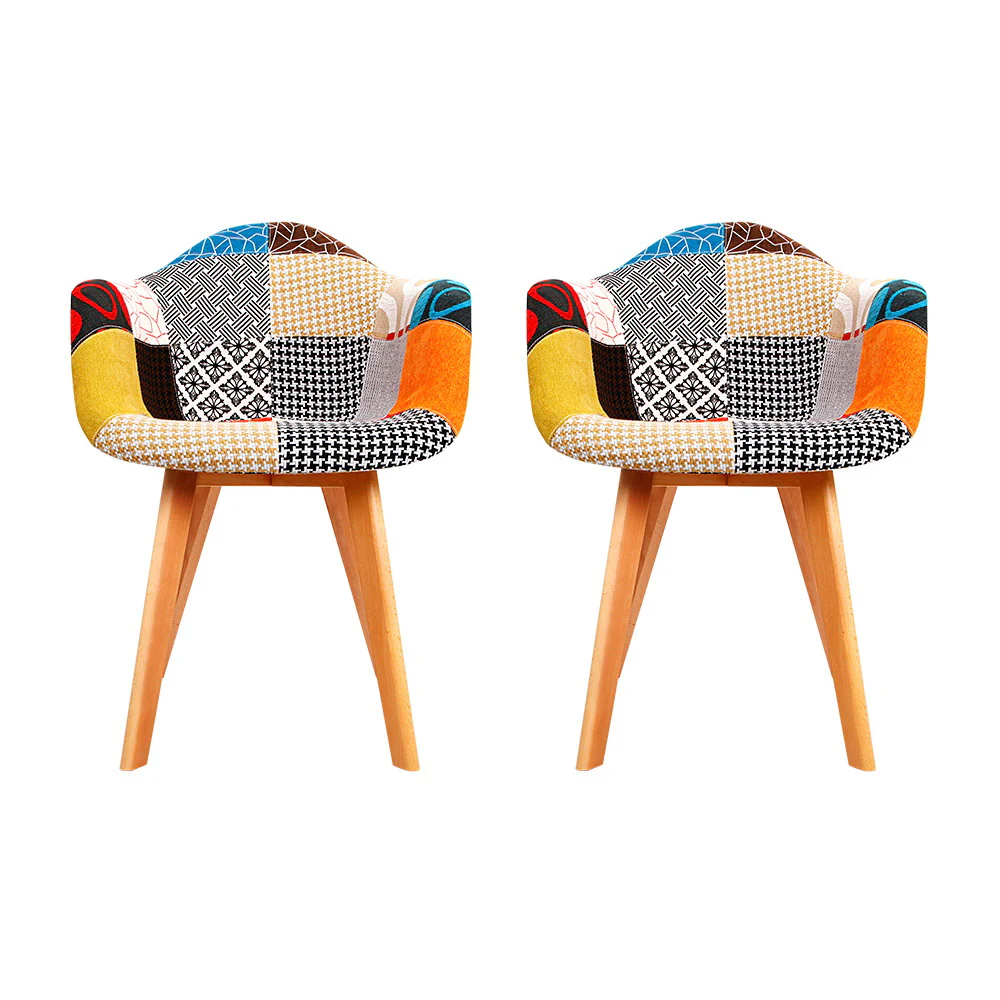 Set of 2 Fabric Dining Chairs - Image 3