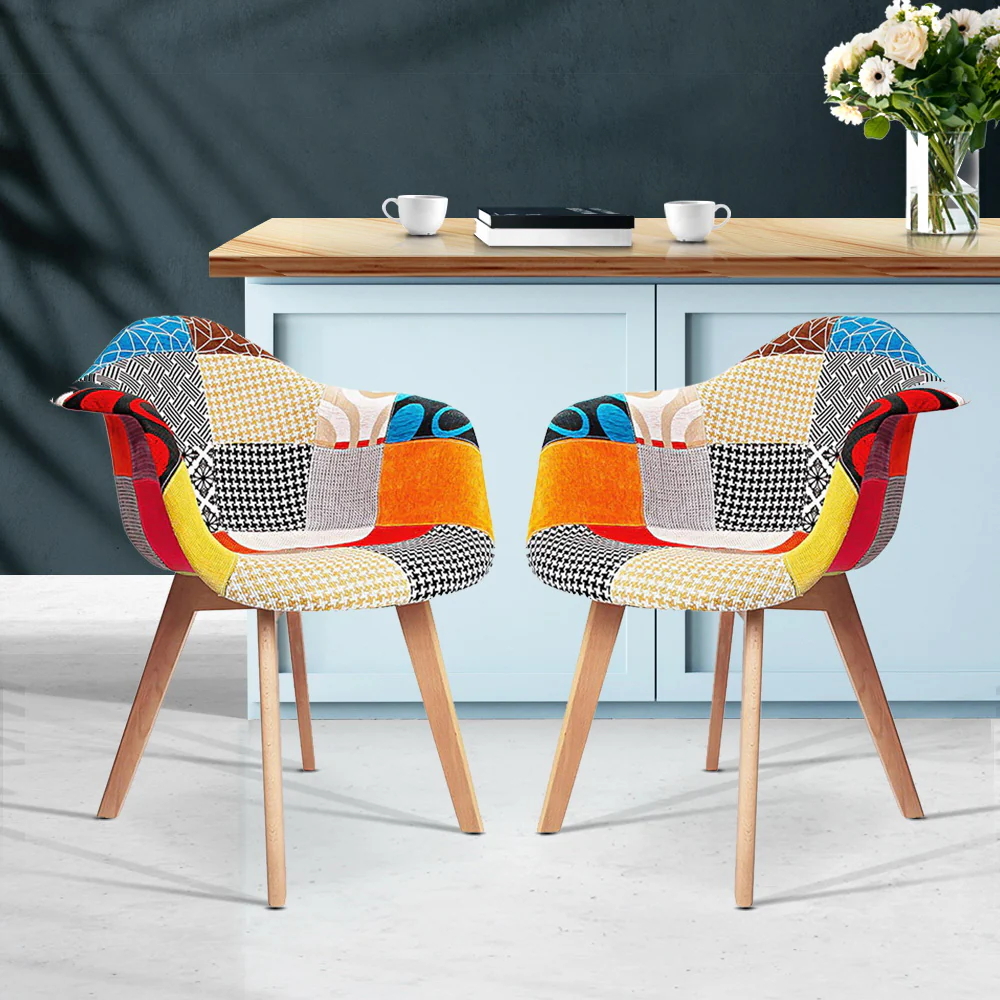 Set of 2 Fabric Dining Chairs - Image 8