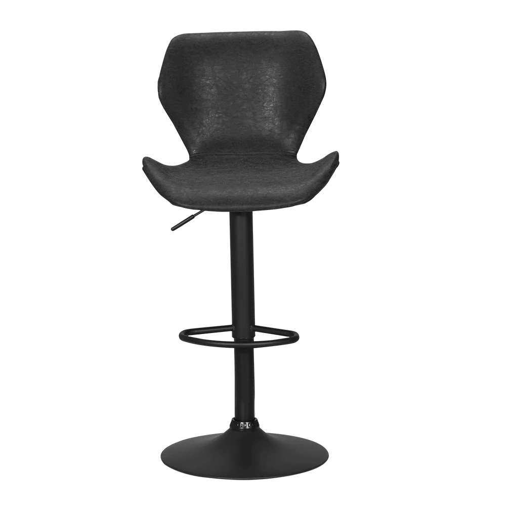 Set of 2 Frawley Vintage Leather Bar Stools - Black - Image 3