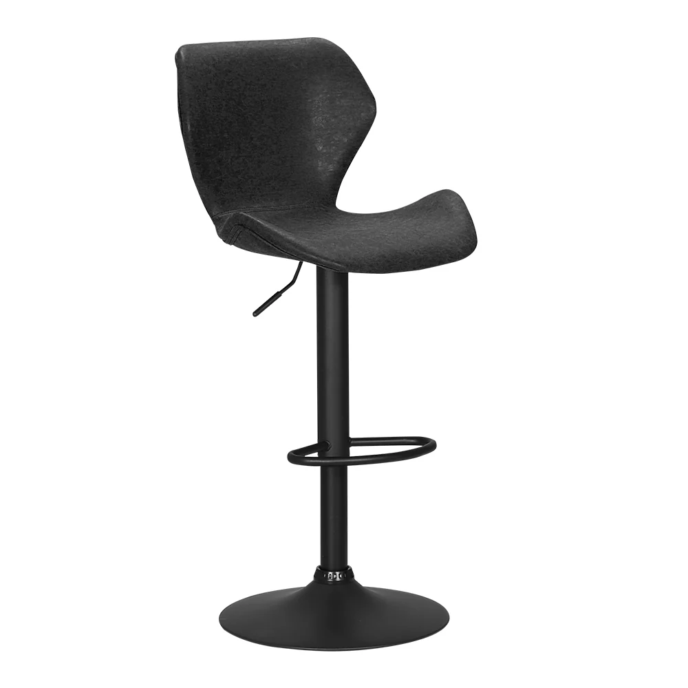 Set of 2 Frawley Vintage Leather Bar Stools - Black - Image 4