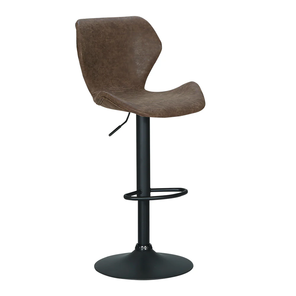 Set of 2 Frawley Vintage Leather Bar Stools - Brown - Image 4