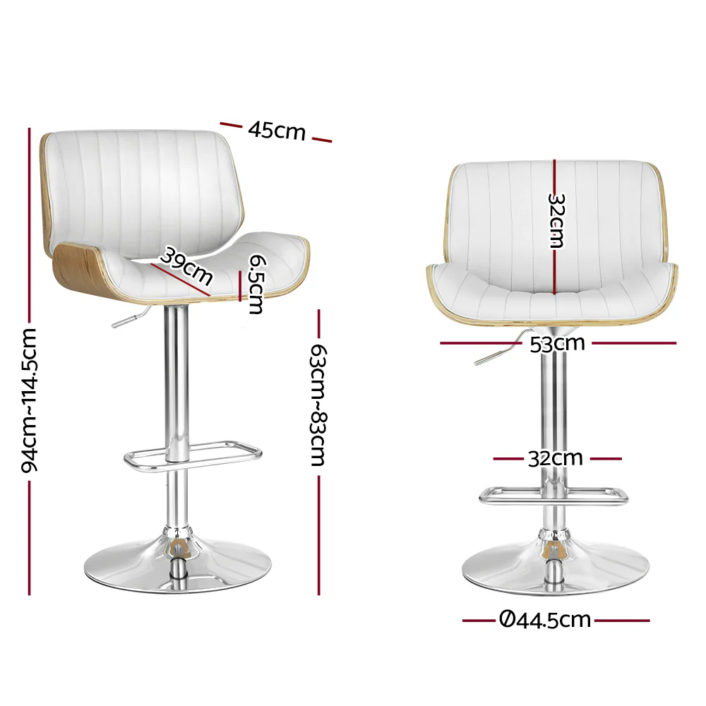 Set of 2 Galina Adjustable Swivel Bar Stools - White - Image 2
