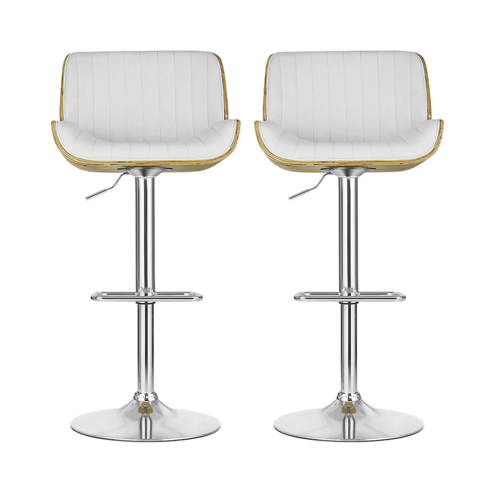 Set of 2 Galina Adjustable Swivel Bar Stools - White - Image 3