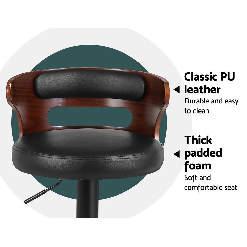 Set of 2 Grandeur Wooden Bar Stools - Black - Image 6