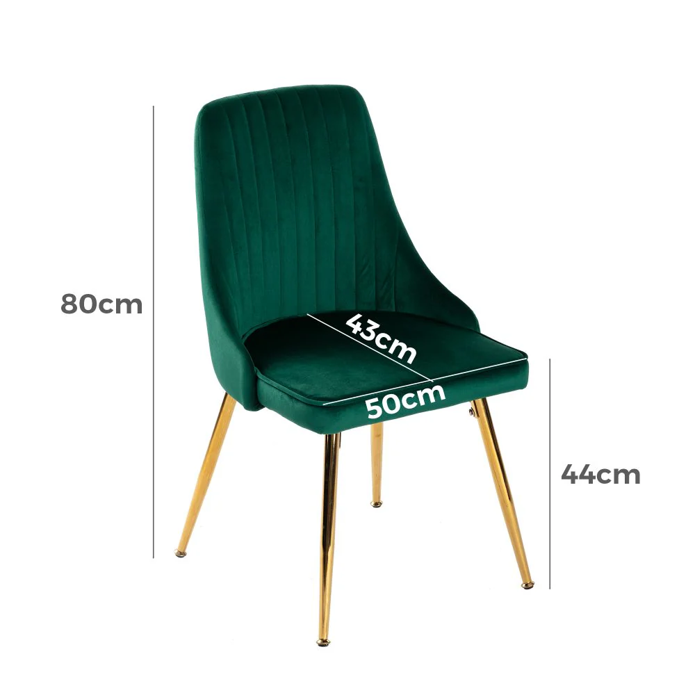 Set of 2 Green Velvet Dining Chairs - Image 10