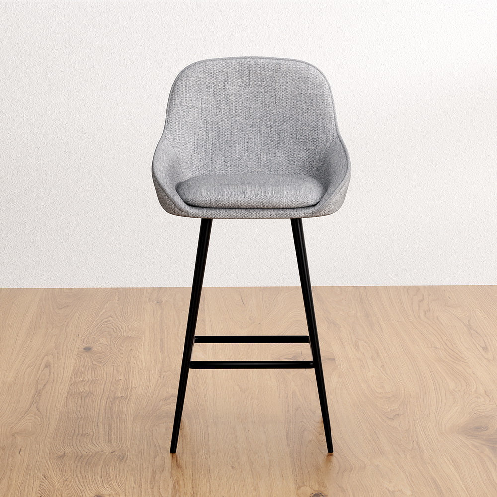 Set of 2 Halston Winged Bar Stools - Grey & Black - Image 4