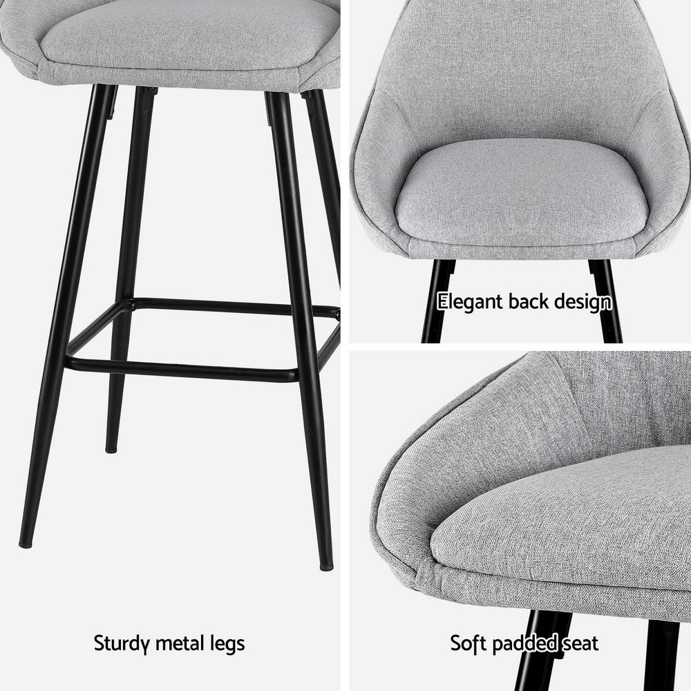 Set of 2 Halston Winged Bar Stools - Grey & Black - Image 5