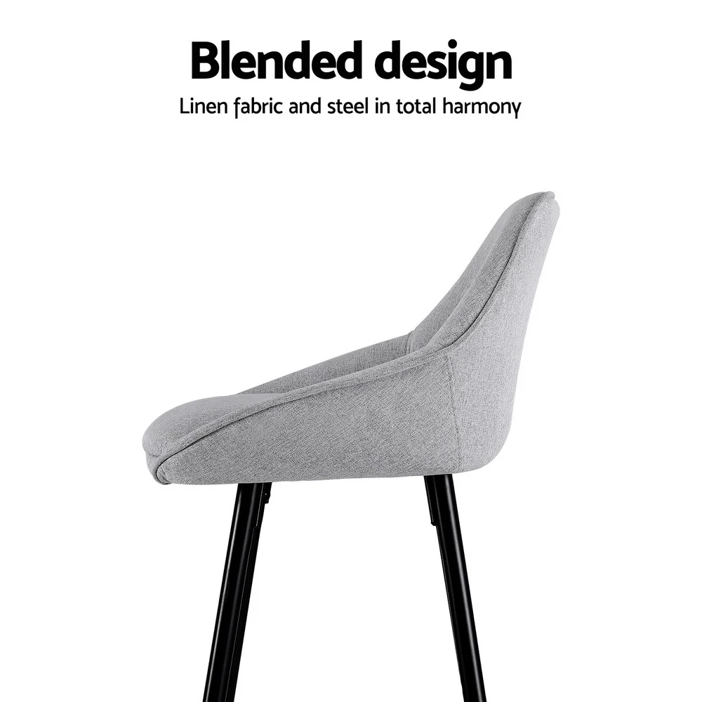 Set of 2 Halston Winged Bar Stools - Grey & Black - Image 6