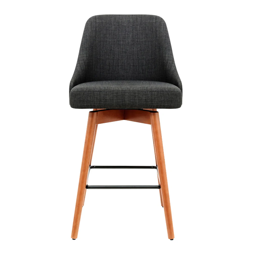 Set of 2 Henley Fabric Bar Stools with Curved Backrest – Charcoal - Image 3