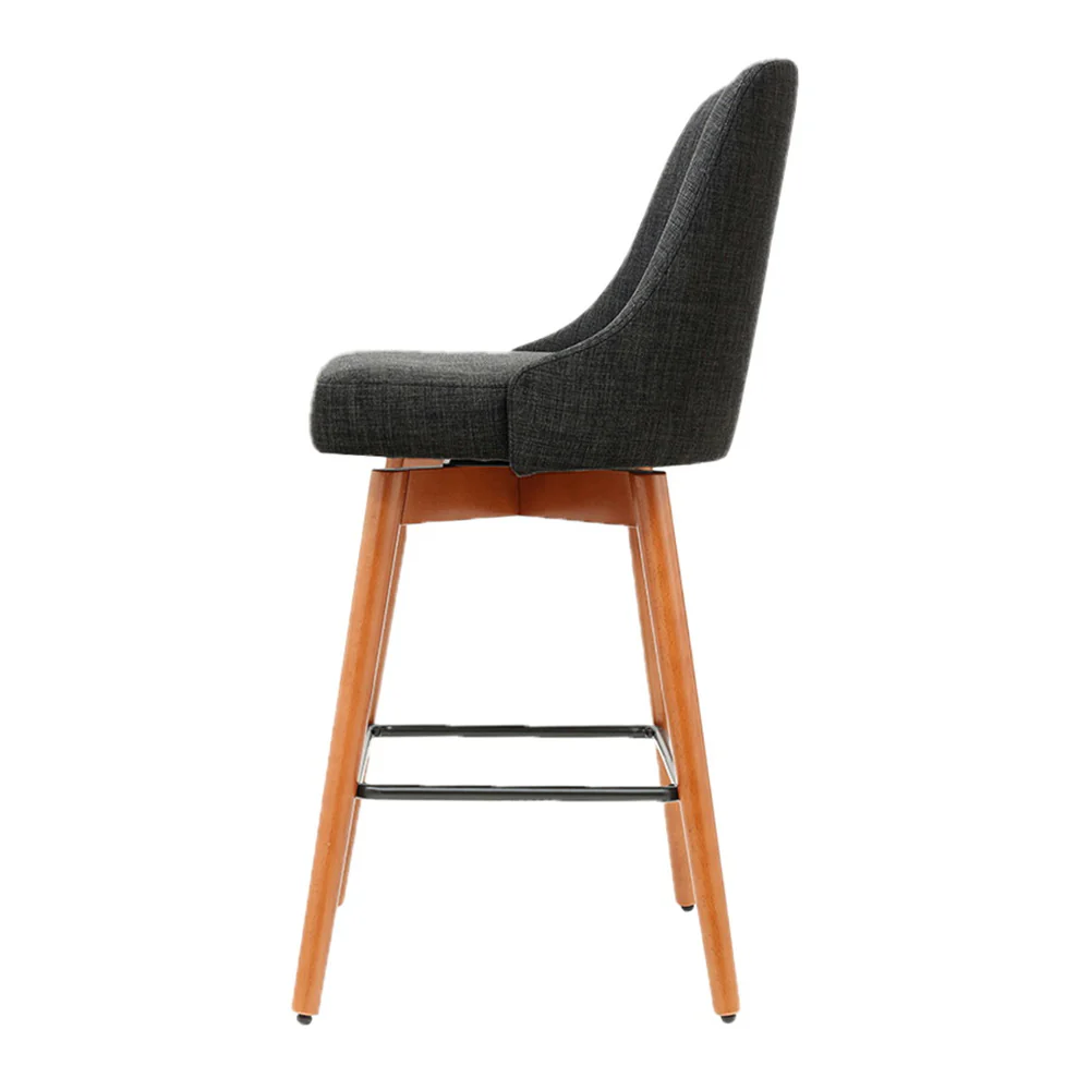 Set of 2 Henley Fabric Bar Stools with Curved Backrest – Charcoal - Image 4