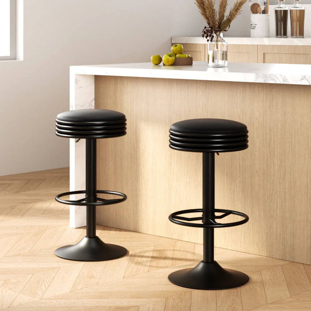Set of 2 Hudson Retro Bar Stools – Black
