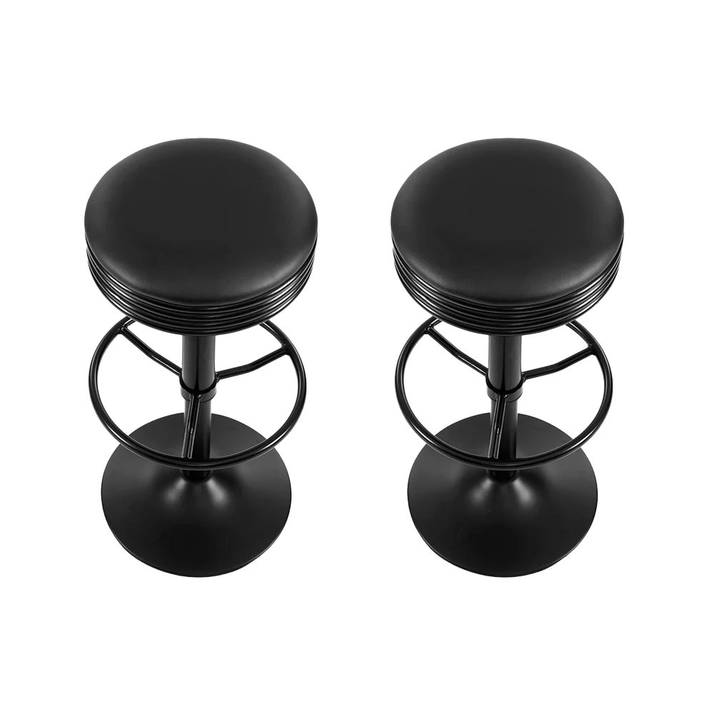 Set of 2 Hudson Retro Bar Stools – Black - Image 3