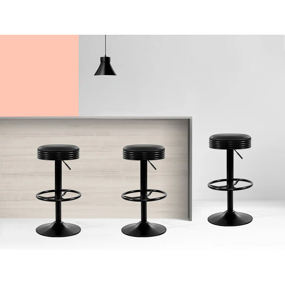 Set of 2 Hudson Retro Bar Stools – Black - Image 5