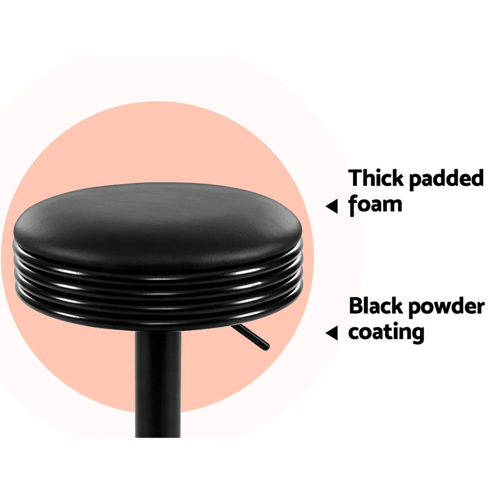 Set of 2 Hudson Retro Bar Stools – Black - Image 6