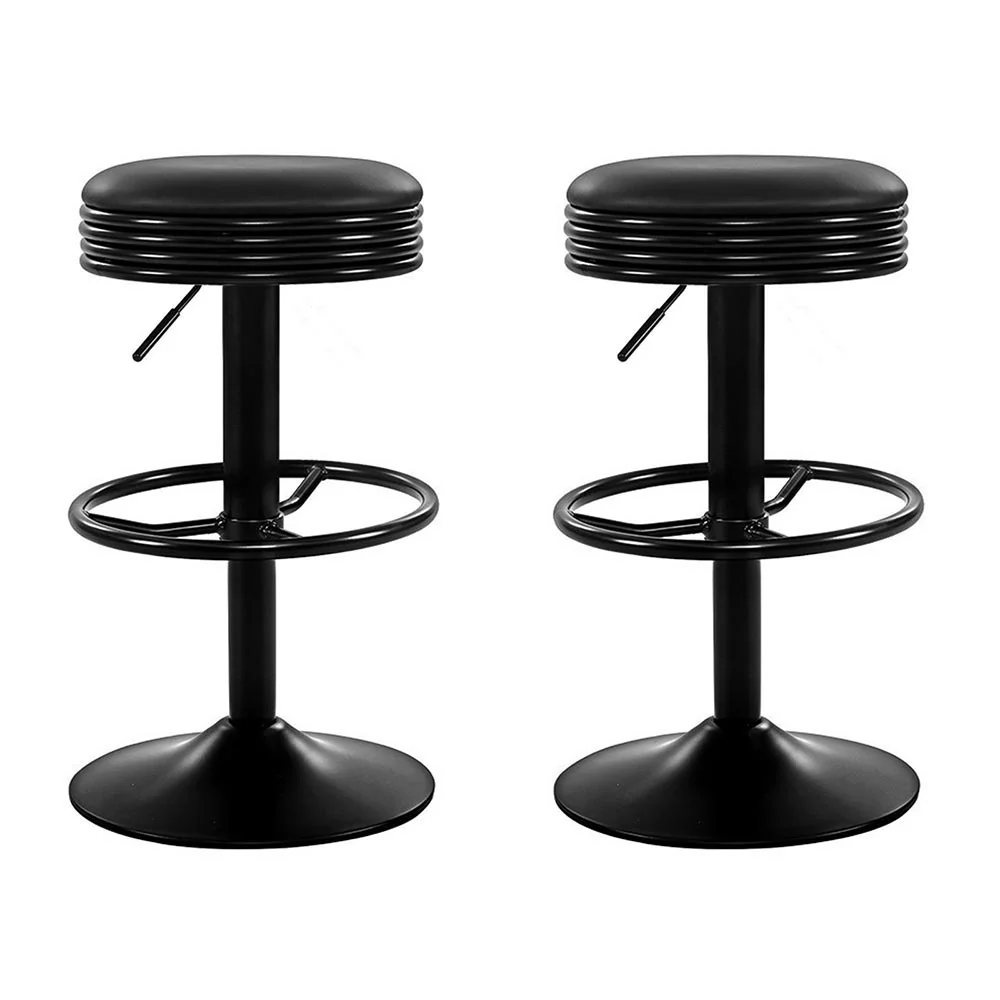 Set of 2 Hudson Retro Bar Stools – Black - Image 7