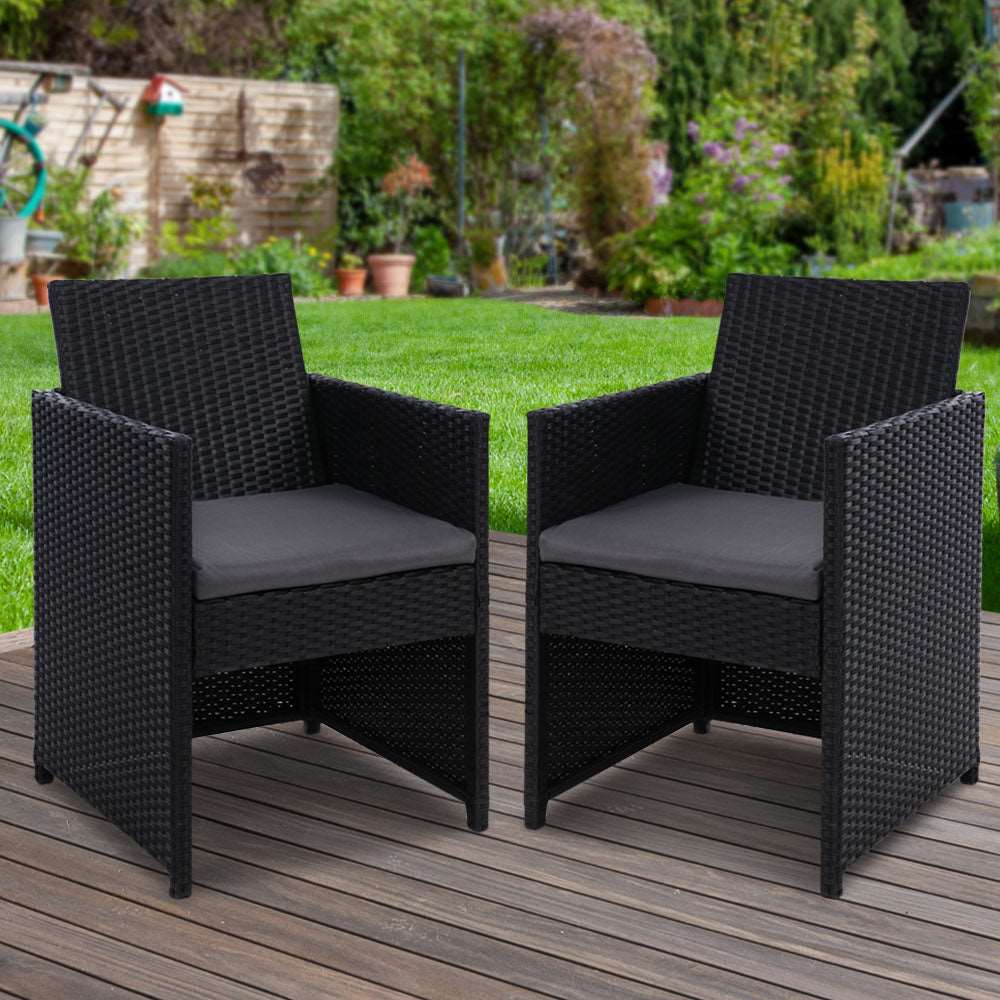 Set of 2 Hugo Outdoor Chairs - Black - Image 7