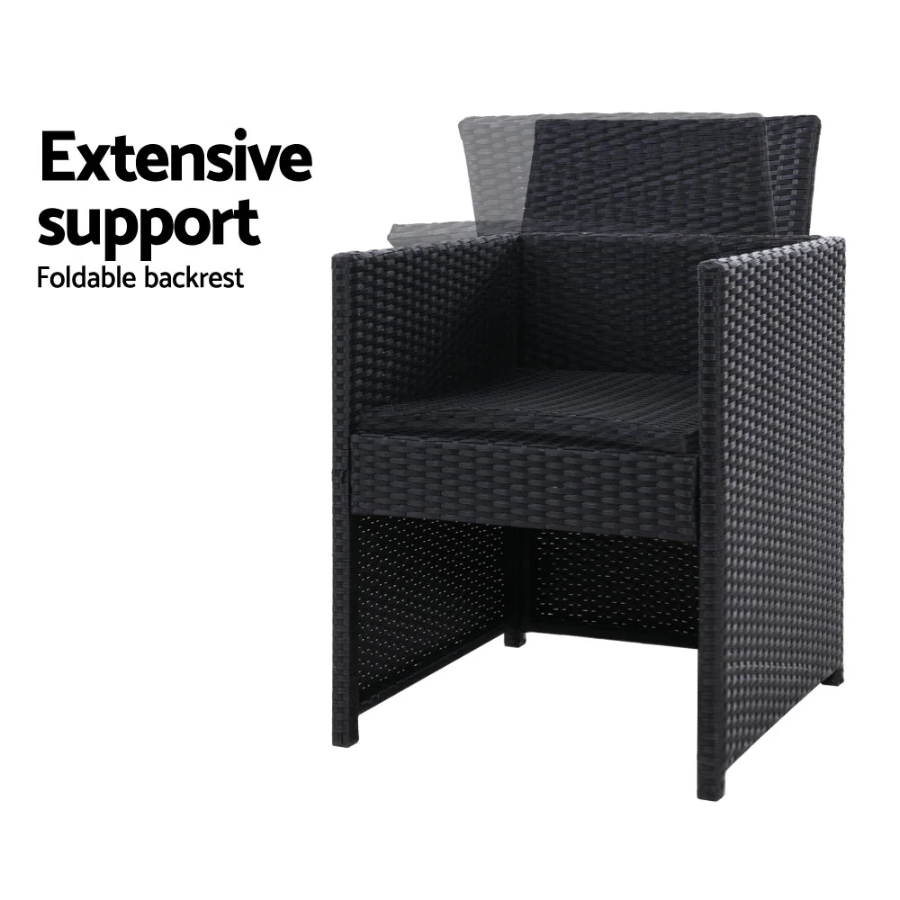 Set of 2 Hugo Outdoor Chairs - Black - Image 8