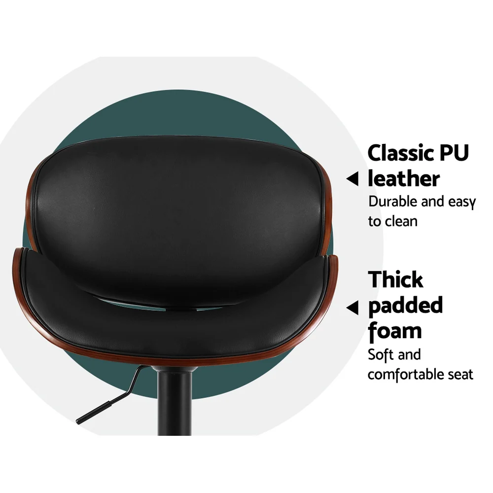 Set of 2 Joyce Wooden Gas Lift Bar Stools Black - Image 6
