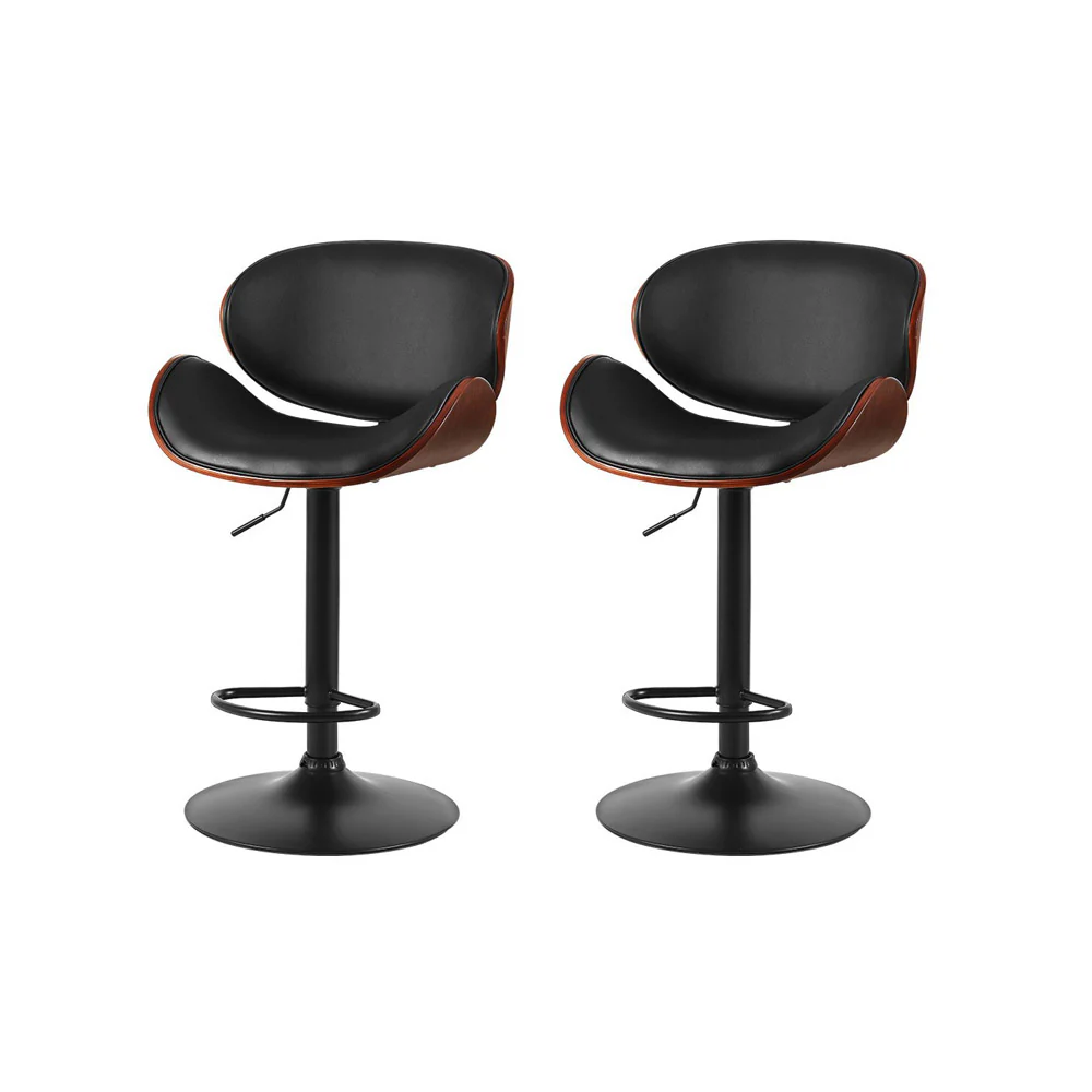 Set of 2 Joyce Wooden Gas Lift Bar Stools Black - Image 7