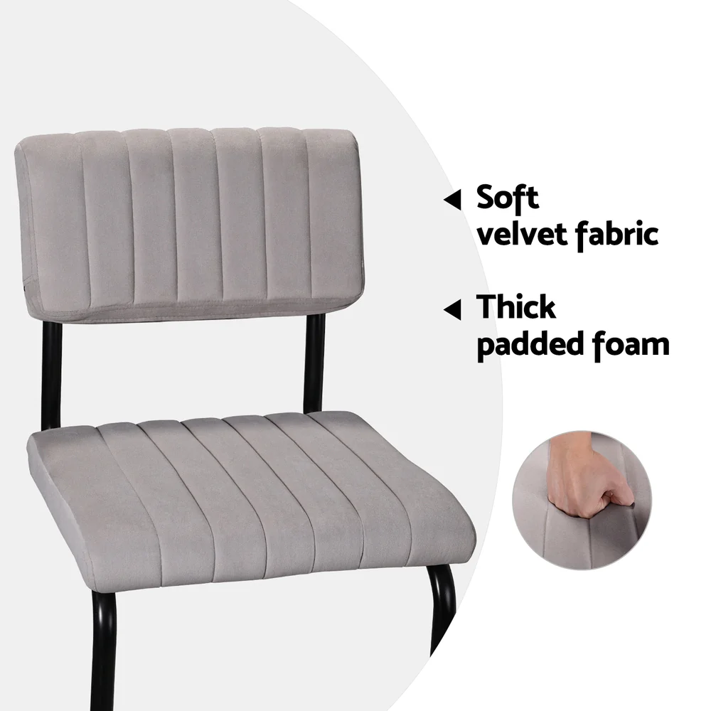 Set of 2 Kallan Velvet Bar Stools – Grey - Image 4