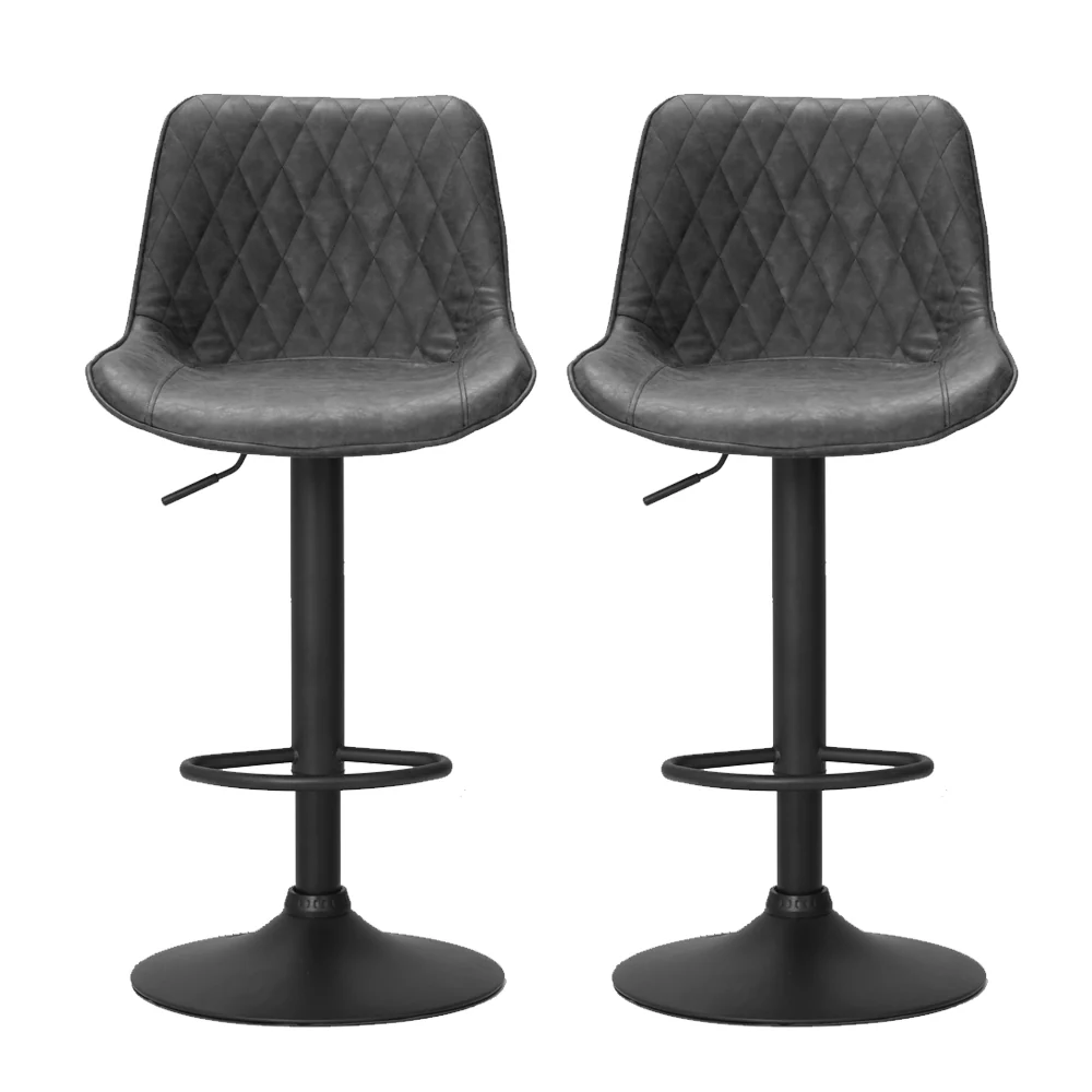 Set of 2 Kensington Diamond Back Bar Stools - Black - Image 4