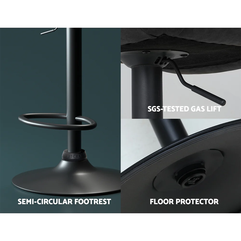 Set of 2 Kensington Diamond Back Bar Stools - Black - Image 5