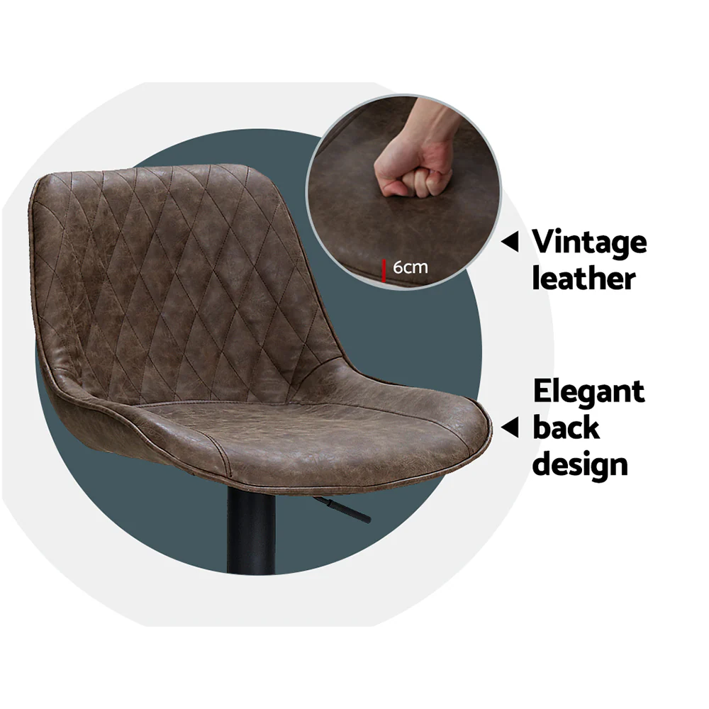 Set of 2 Kensington Diamond Back Bar Stools - Brown - Image 6