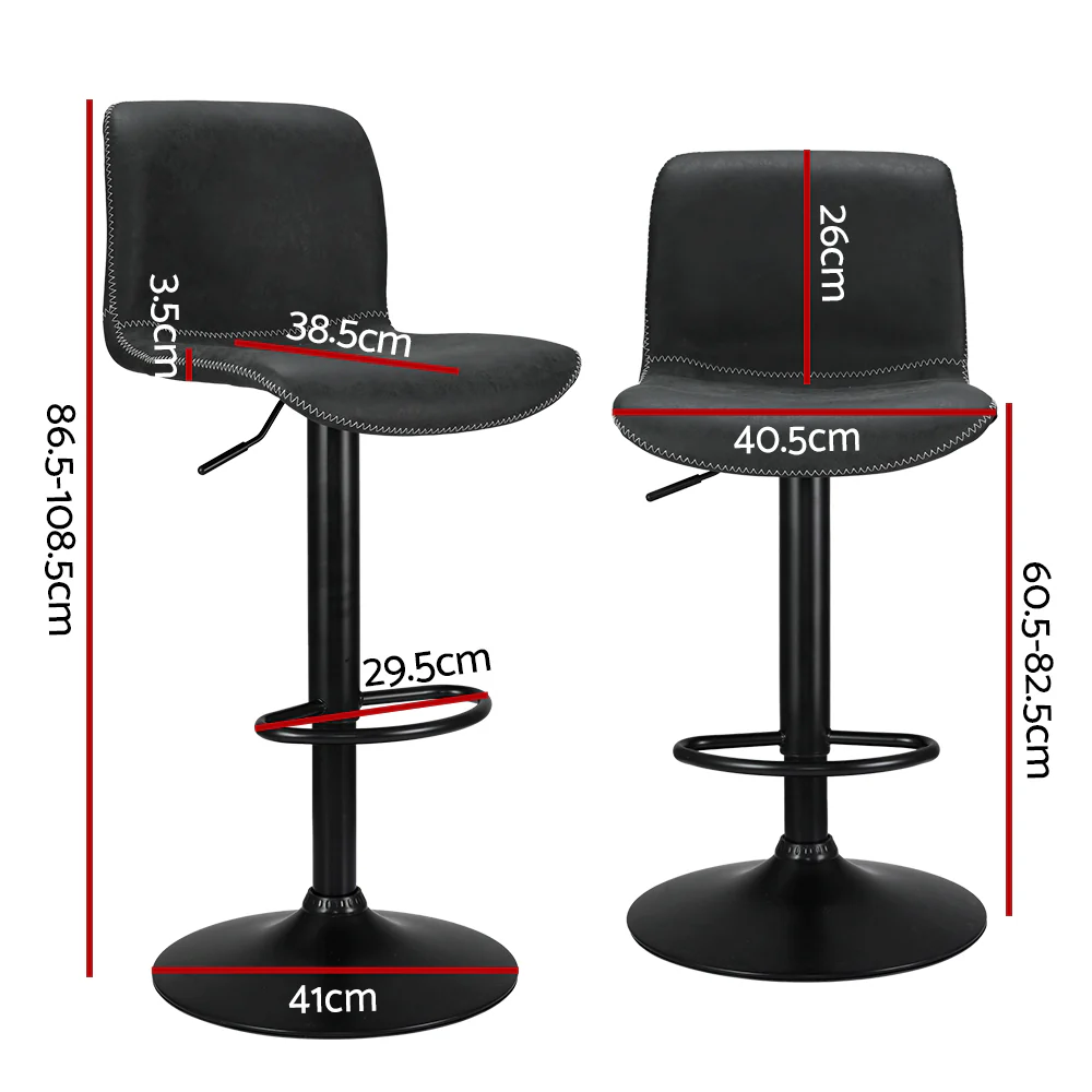 Set of 2 Koby Gas Lift Bar Stools - Black - Image 2