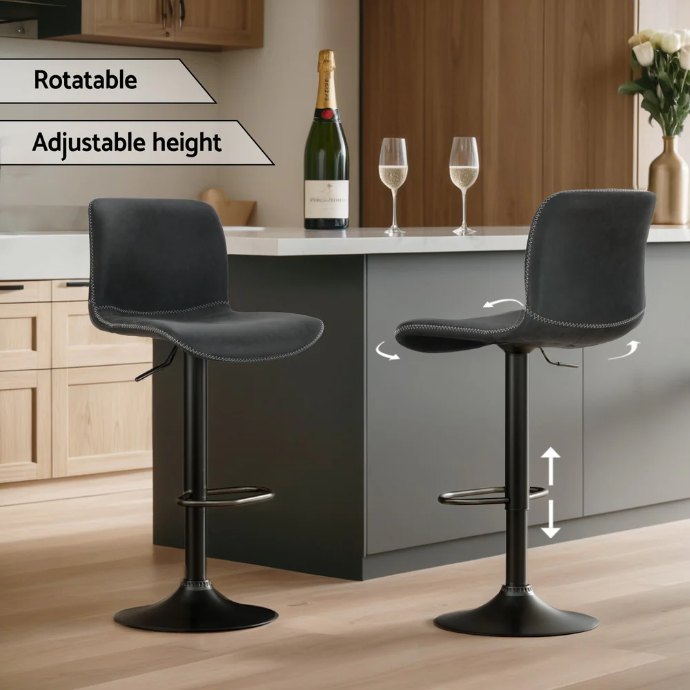 Set of 2 Koby Gas Lift Bar Stools - Black - Image 6