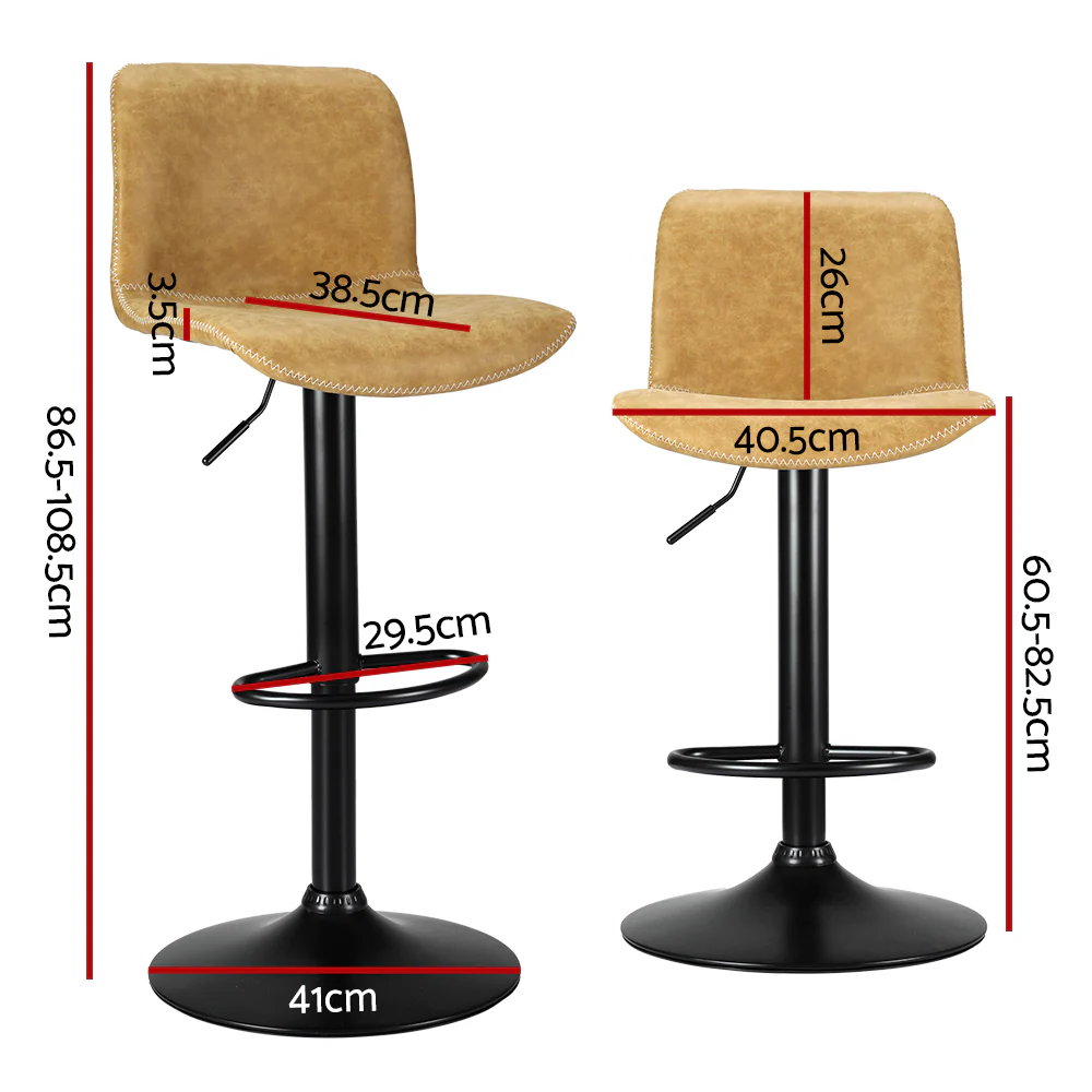 Set of 2 Koby Gas Lift Bar Stools - Brown - Image 2