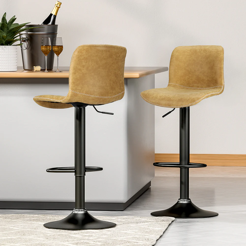 Set of 2 Koby Gas Lift Bar Stools - Brown - Image 7