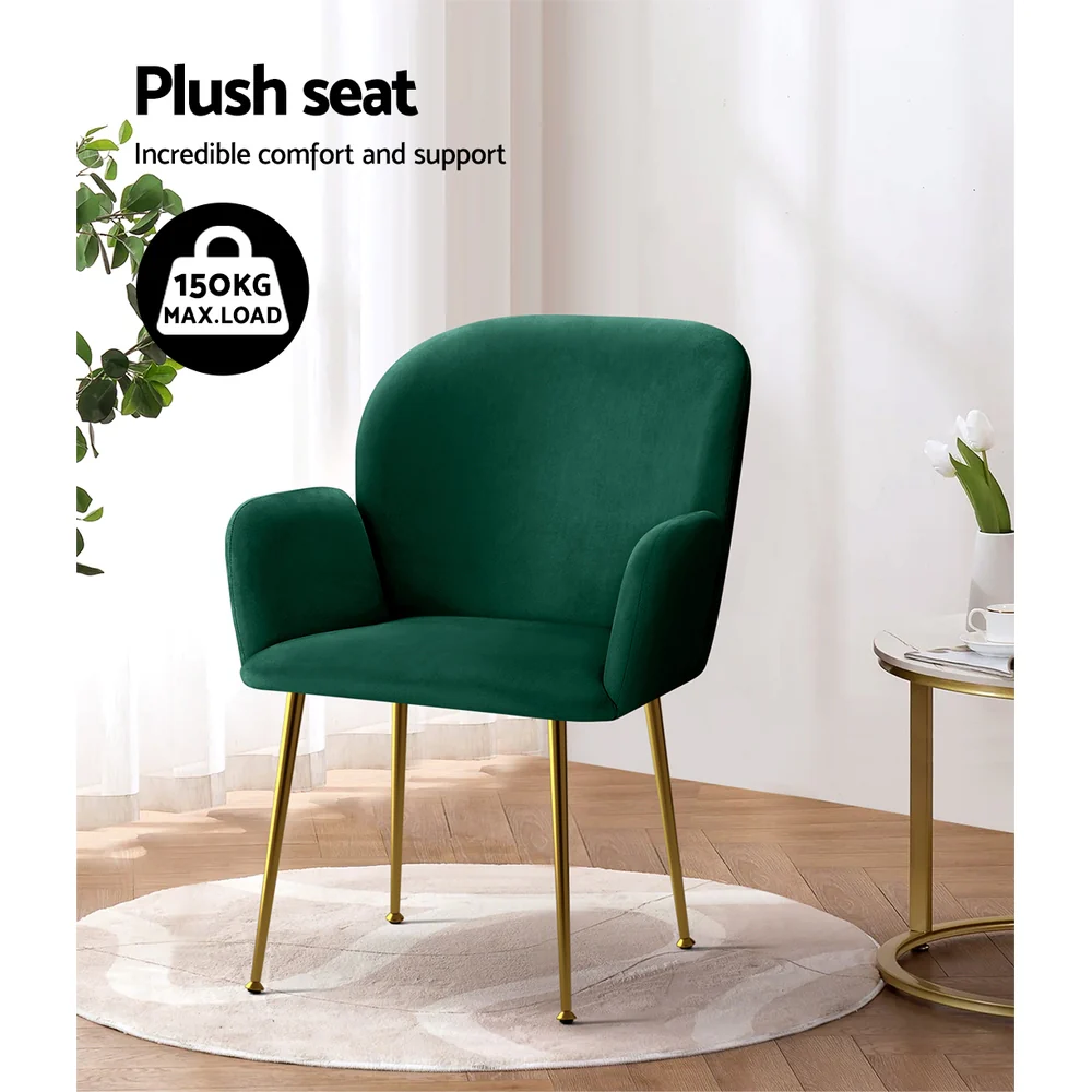 Set of 2 Kynsee Dining Chairs Velvet Green - Image 5