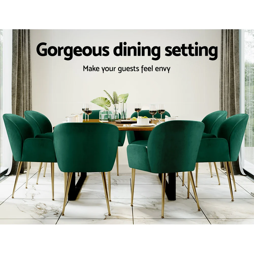 Set of 2 Kynsee Dining Chairs Velvet Green - Image 6