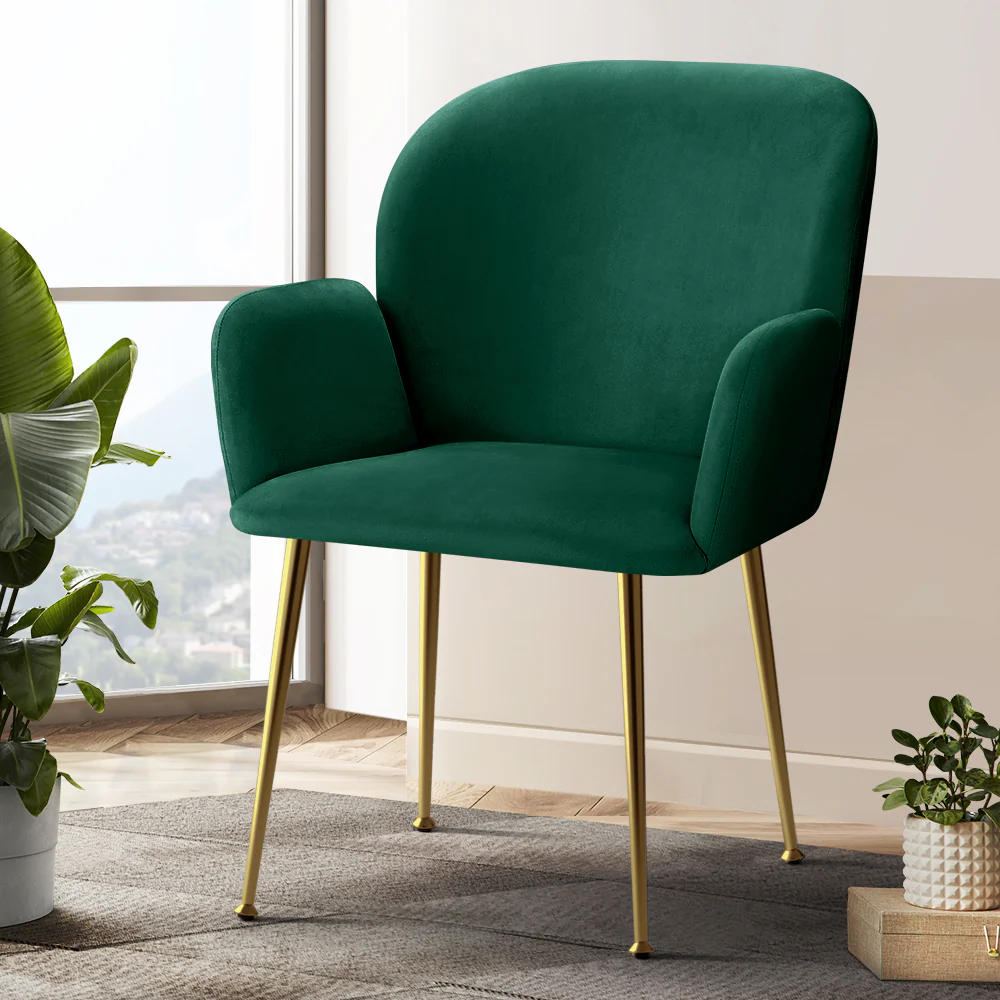 Set of 2 Kynsee Dining Chairs Velvet Green - Image 7