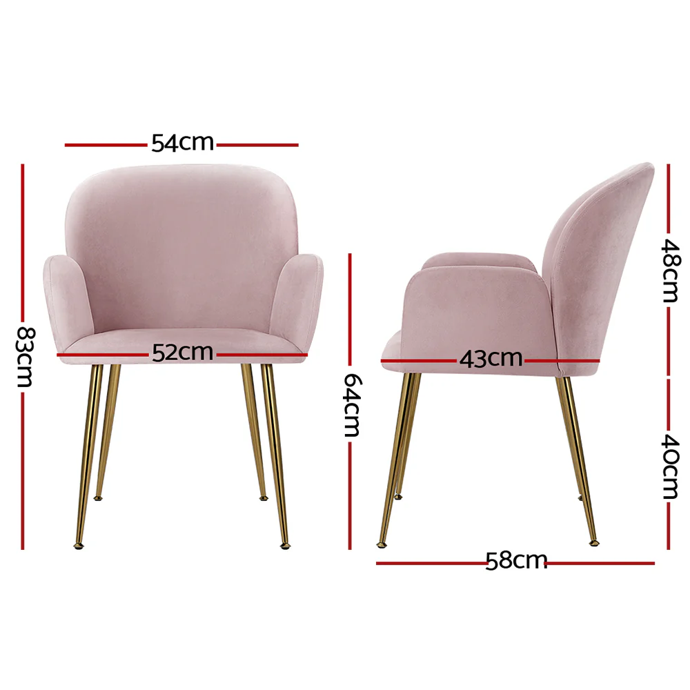 Set of 2 Kynsee Dining Chairs Velvet Pink - Image 2