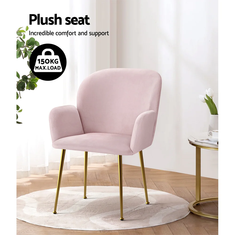 Set of 2 Kynsee Dining Chairs Velvet Pink - Image 5