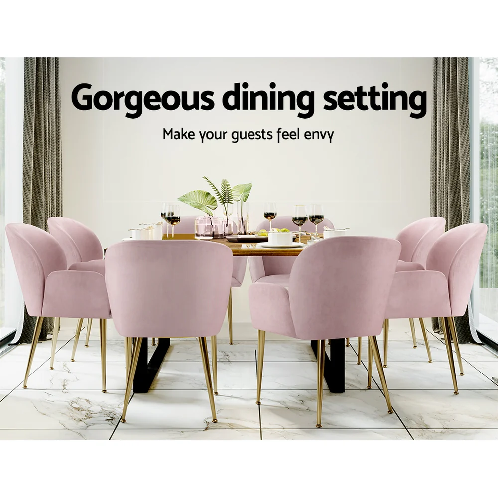 Set of 2 Kynsee Dining Chairs Velvet Pink - Image 6