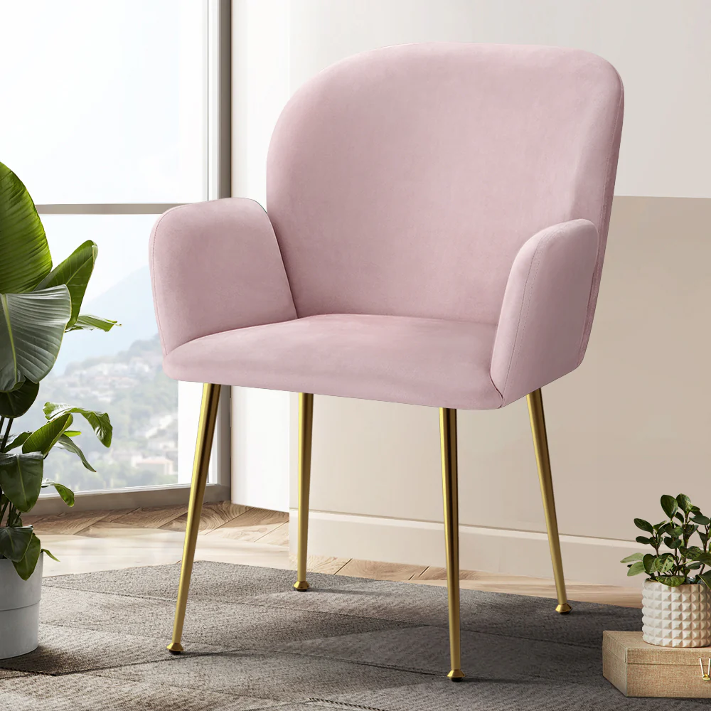 Set of 2 Kynsee Dining Chairs Velvet Pink - Image 7