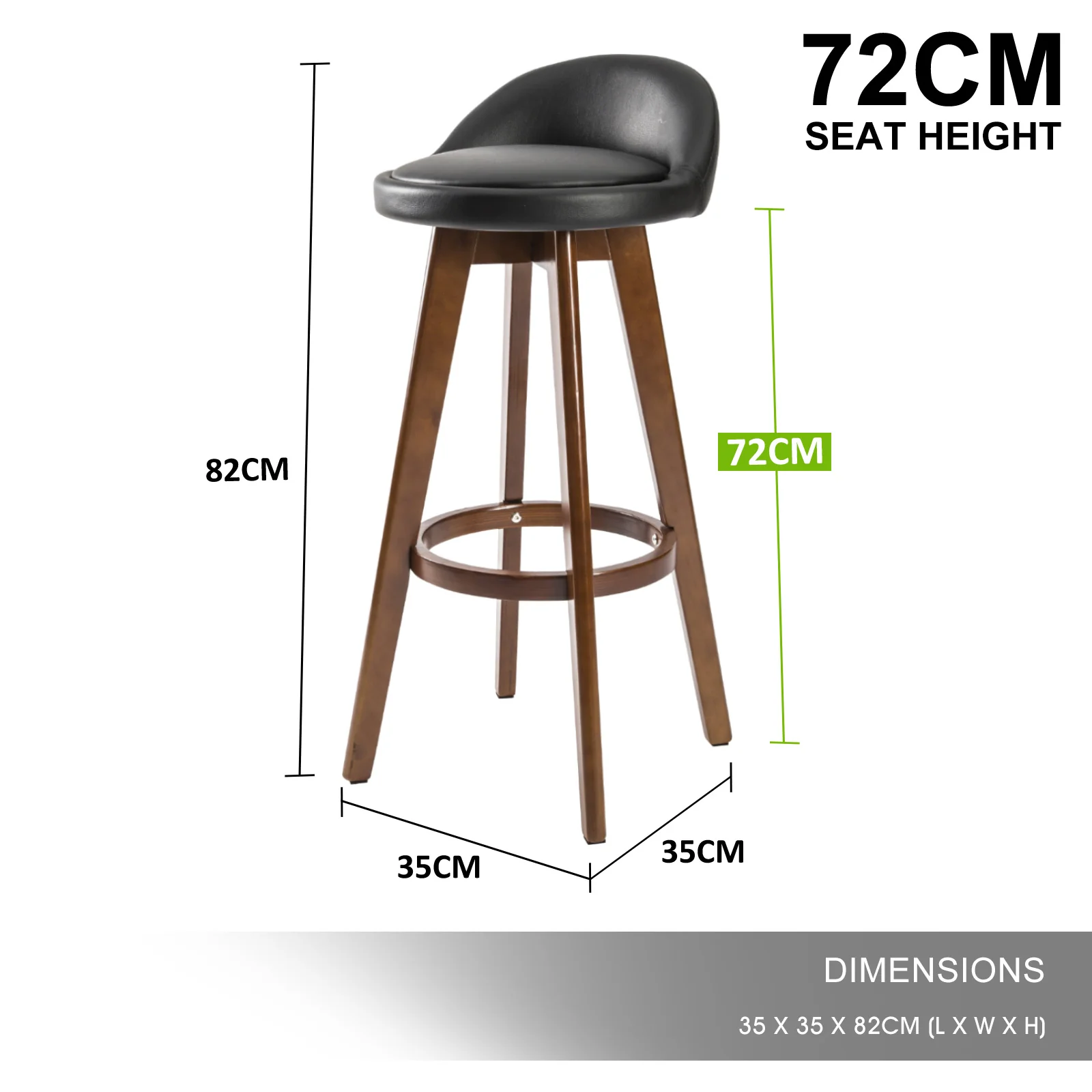 Set of 2 Leila Wooden Bar Stools Black - Image 12